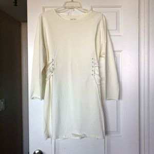 Urban Outfitters White Side-Lace Up Dress